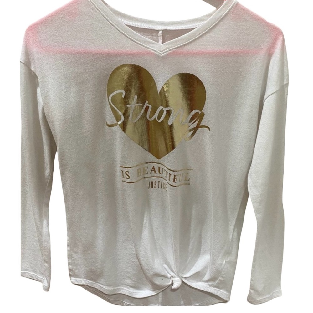 Justice "Strong is Beautiful" white long sleeve top